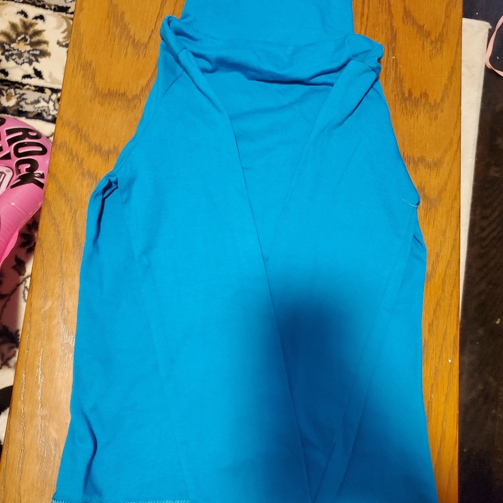 Turtle neck blue shirt